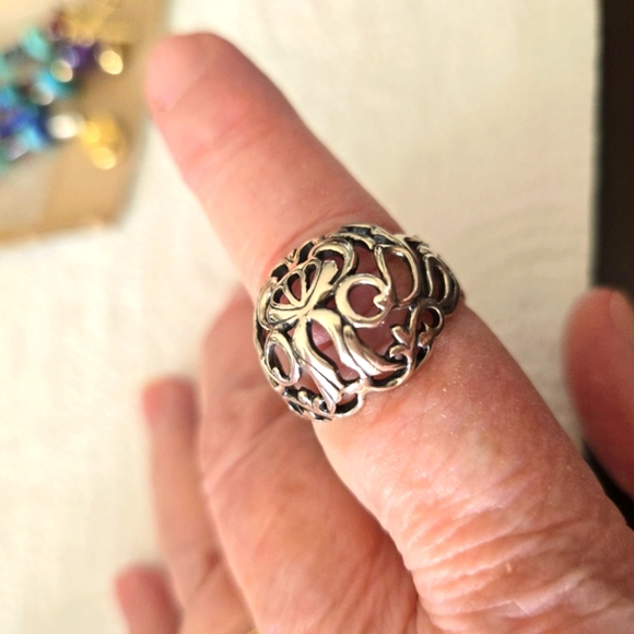 CAROLYN POLLACK .925 Silver Filigree Dome Ring Sz. 8.5 Large - Picture 6 of 6